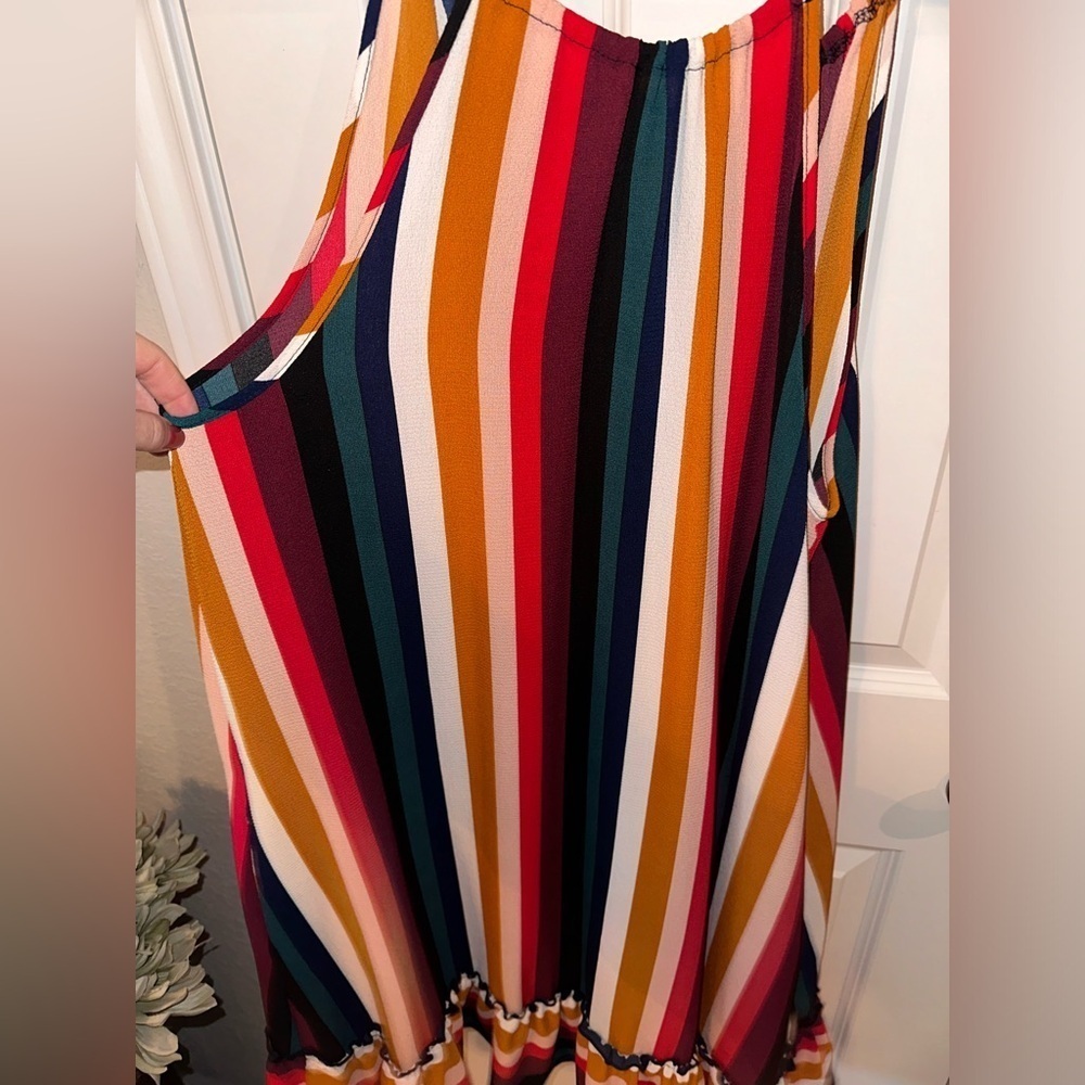 Multi-Colored Striped Flowy Dress - Picture 2 of 5